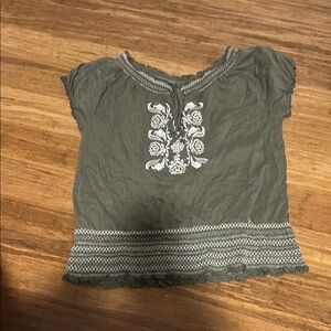 LAST CHANCE OFFER: Falls Creek Gray Green Embellished Cap Sleeve Blouse